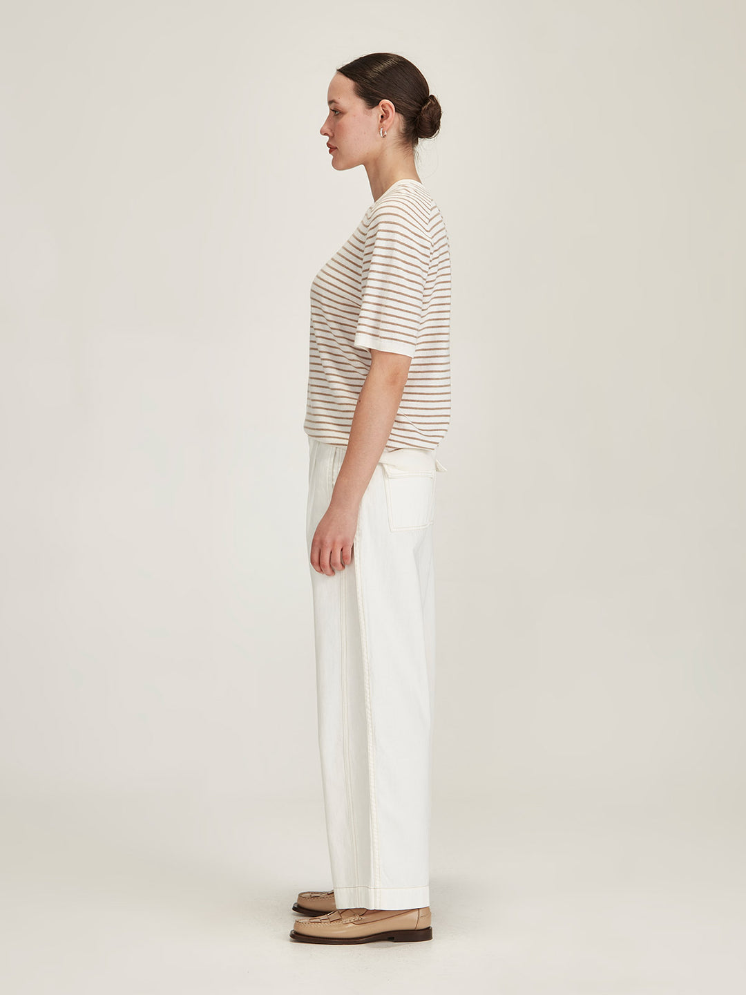 Cecilia Stripe Knit Tee (Snowflake/Oat)