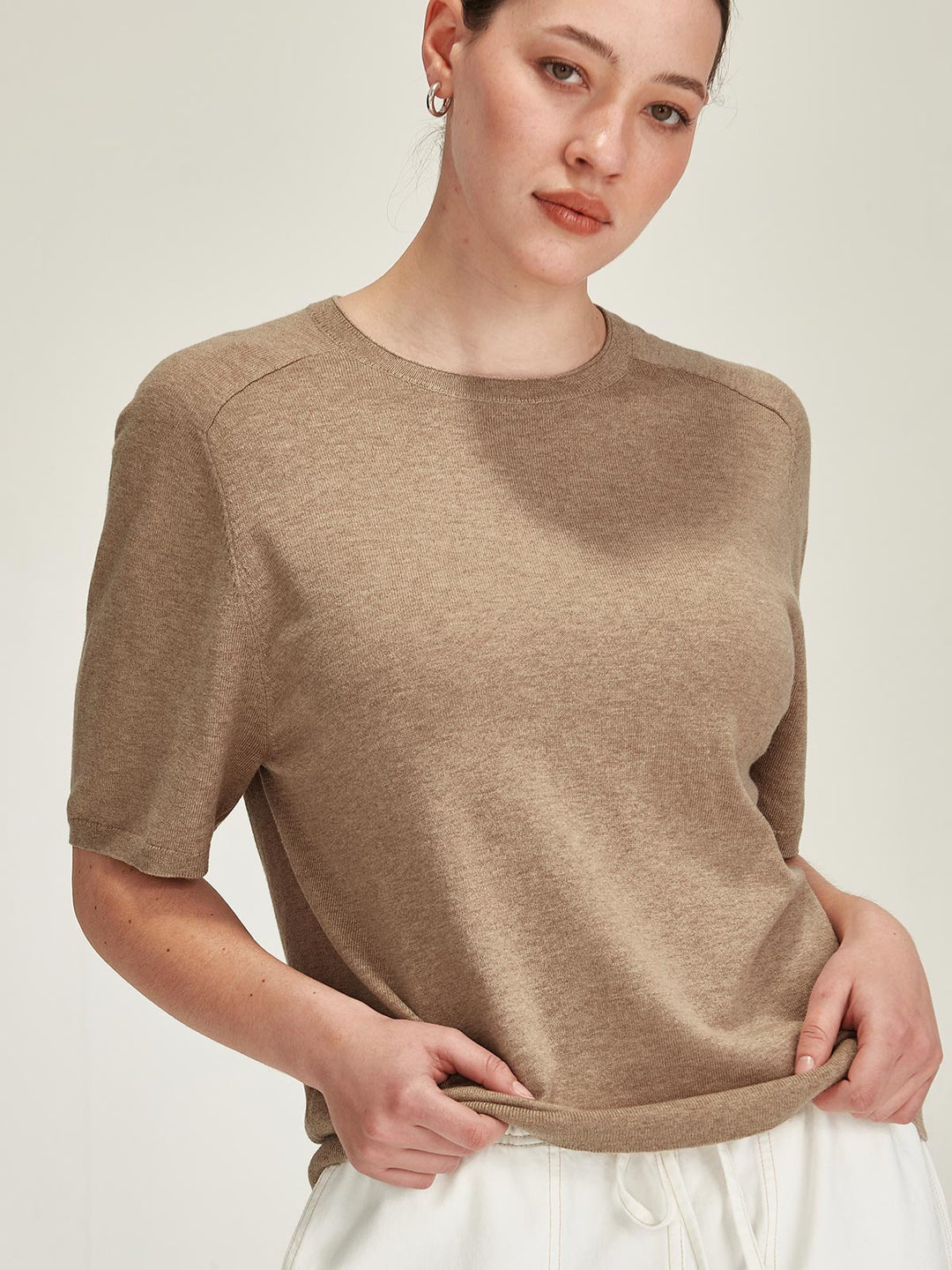 Cecilia Knit Tee (Oatmeal)