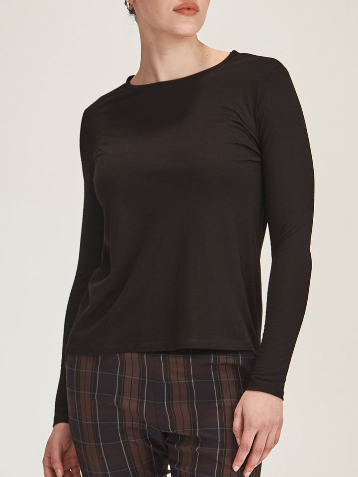 Lena Luxe Tee - Long Sleeve (Black)
