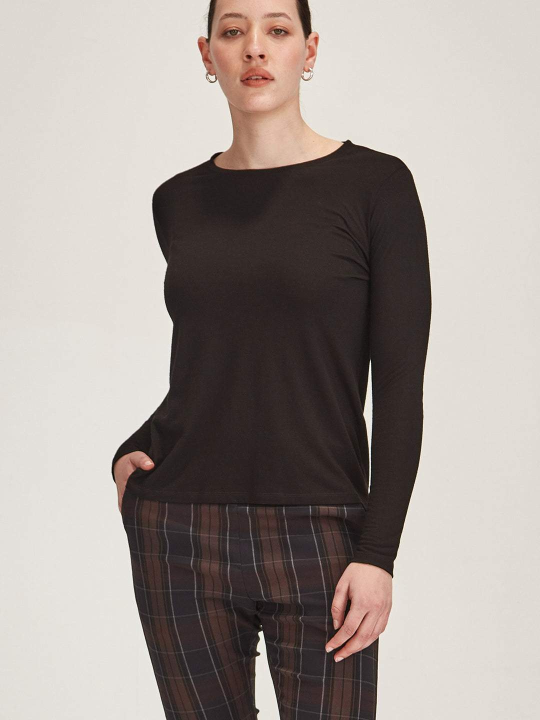 Lena Luxe Tee - Long Sleeve (Black)