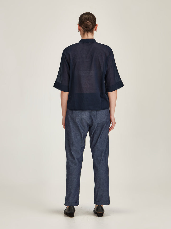 Sasha Ruffle Blouse (French Navy)