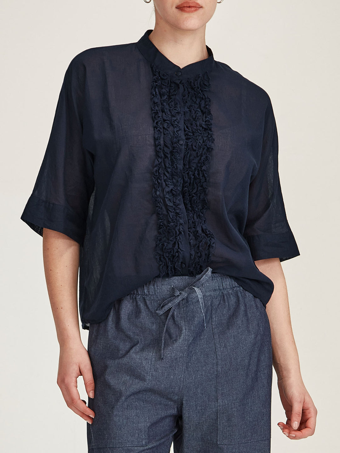 Sasha Ruffle Blouse (French Navy)