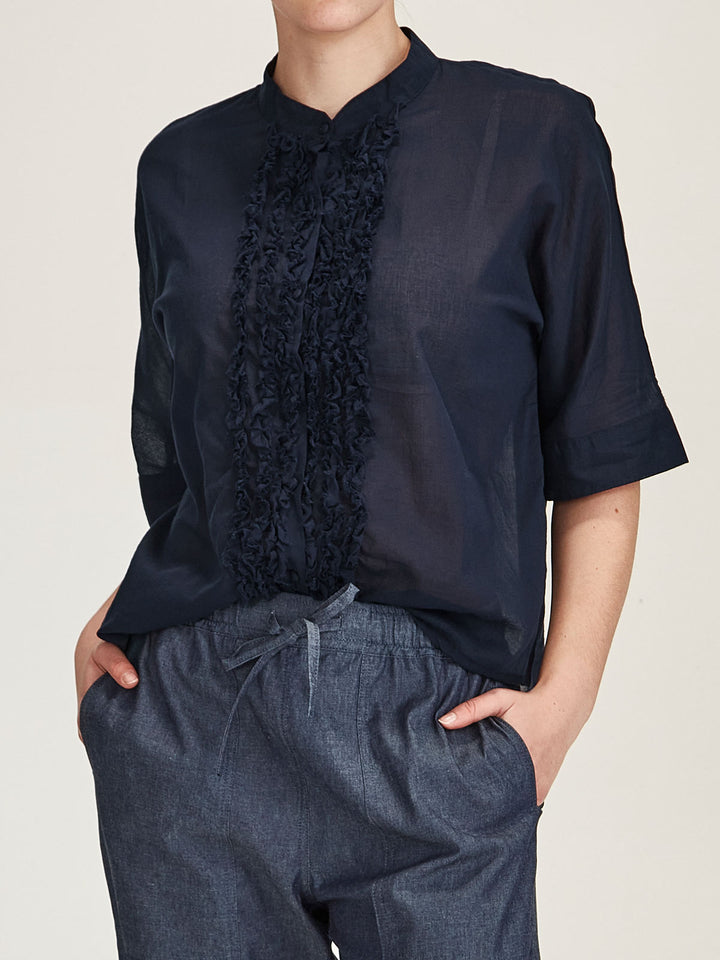 Sasha Ruffle Blouse (French Navy)