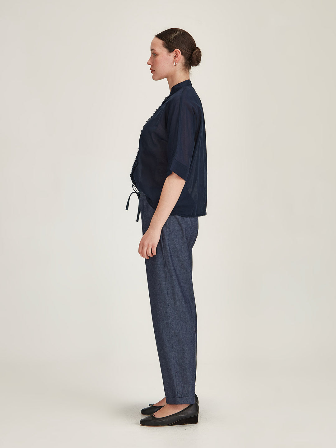 Sasha Ruffle Blouse (French Navy)