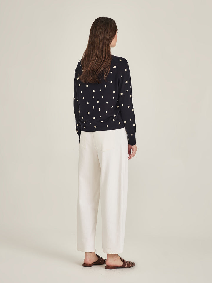KAIA SPOT CARDIGAN (French Navy/Chalk)