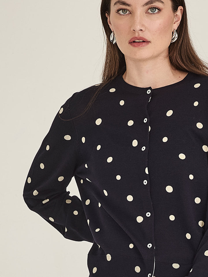 KAIA SPOT CARDIGAN (French Navy/Chalk)