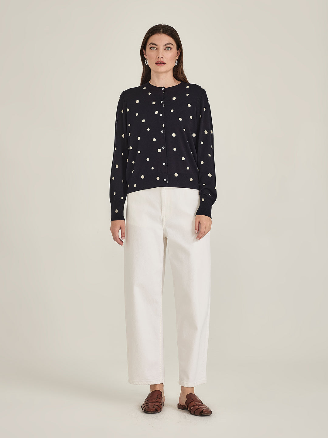 KAIA SPOT CARDIGAN (French Navy/Chalk)