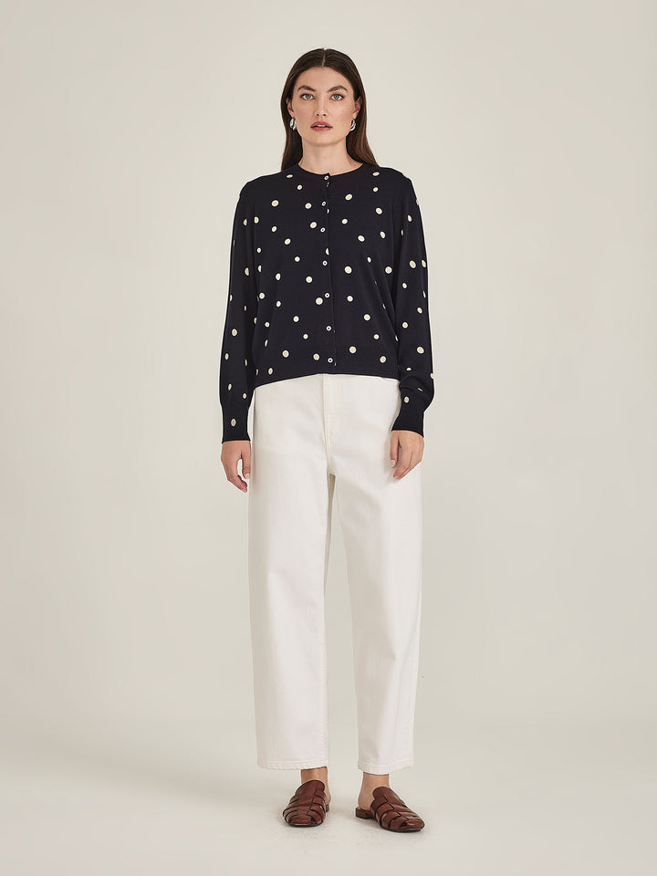 KAIA SPOT CARDIGAN (French Navy/Chalk)