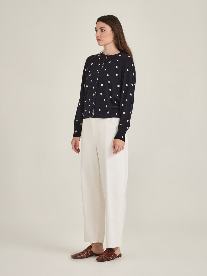 KAIA SPOT CARDIGAN (French Navy/Chalk)