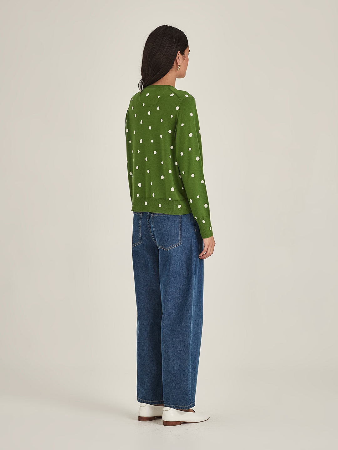 KAIA SPOT CARDIGAN (Palm Green/Chalk)
