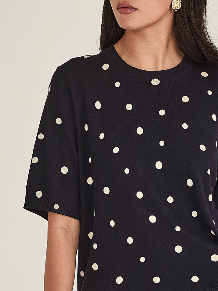 Ava Spot Tee (French Navy/Chalk)