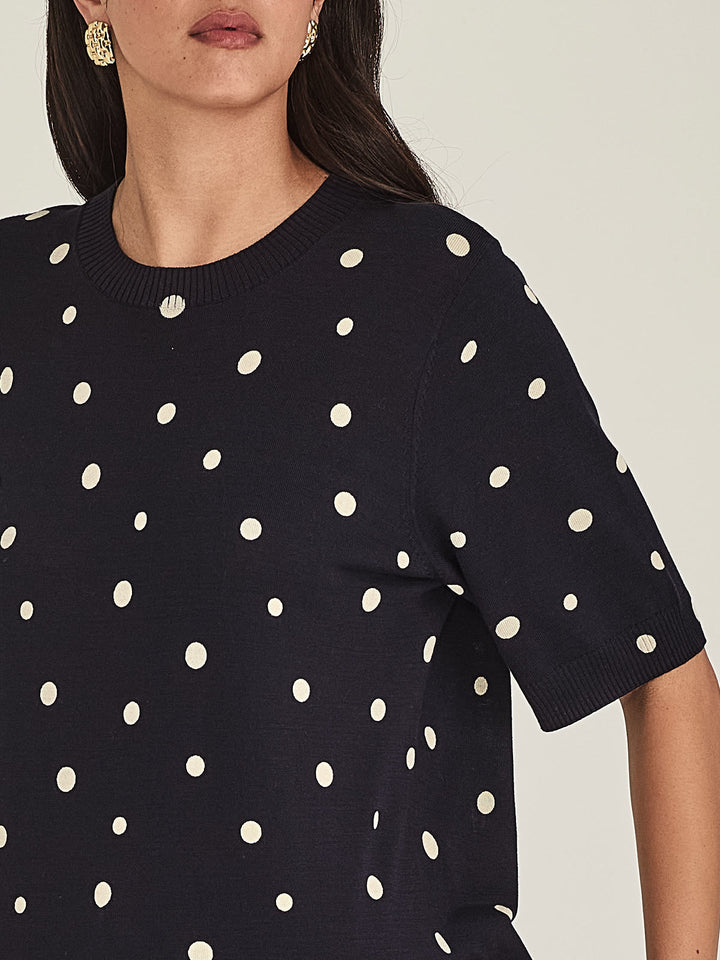 Ava Spot Tee (French Navy/Chalk)