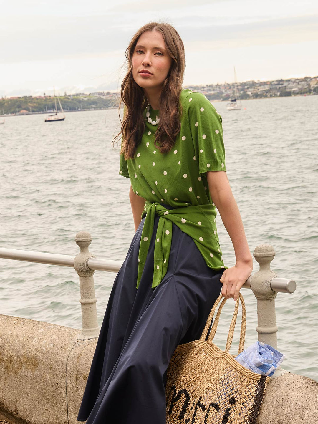 Ava Spot Tee (Palm Green/Chalk)