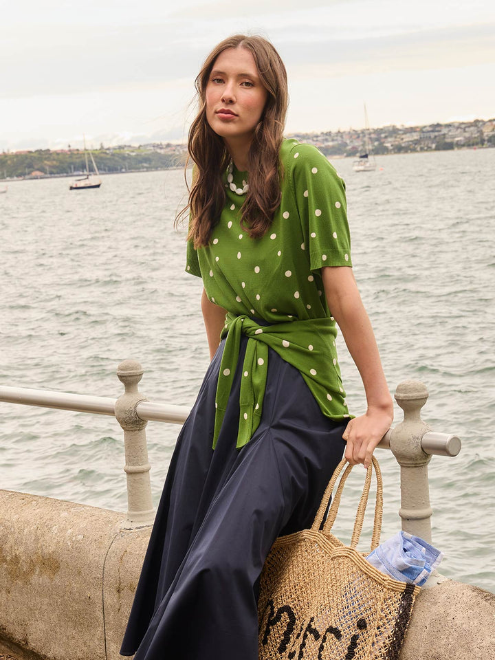 Ava Spot Tee (Palm Green/Chalk)
