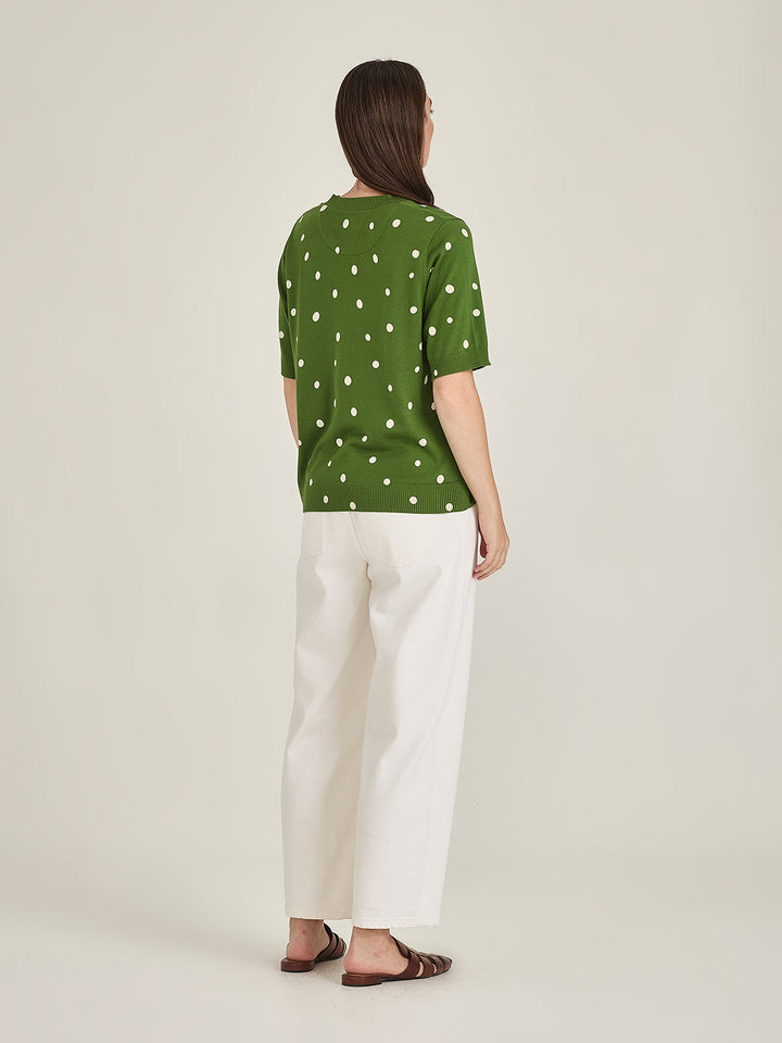 Ava Spot Tee (Palm Green/Chalk)