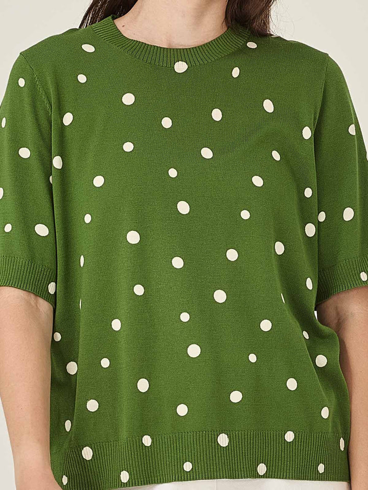 Ava Spot Tee (Palm Green/Chalk)