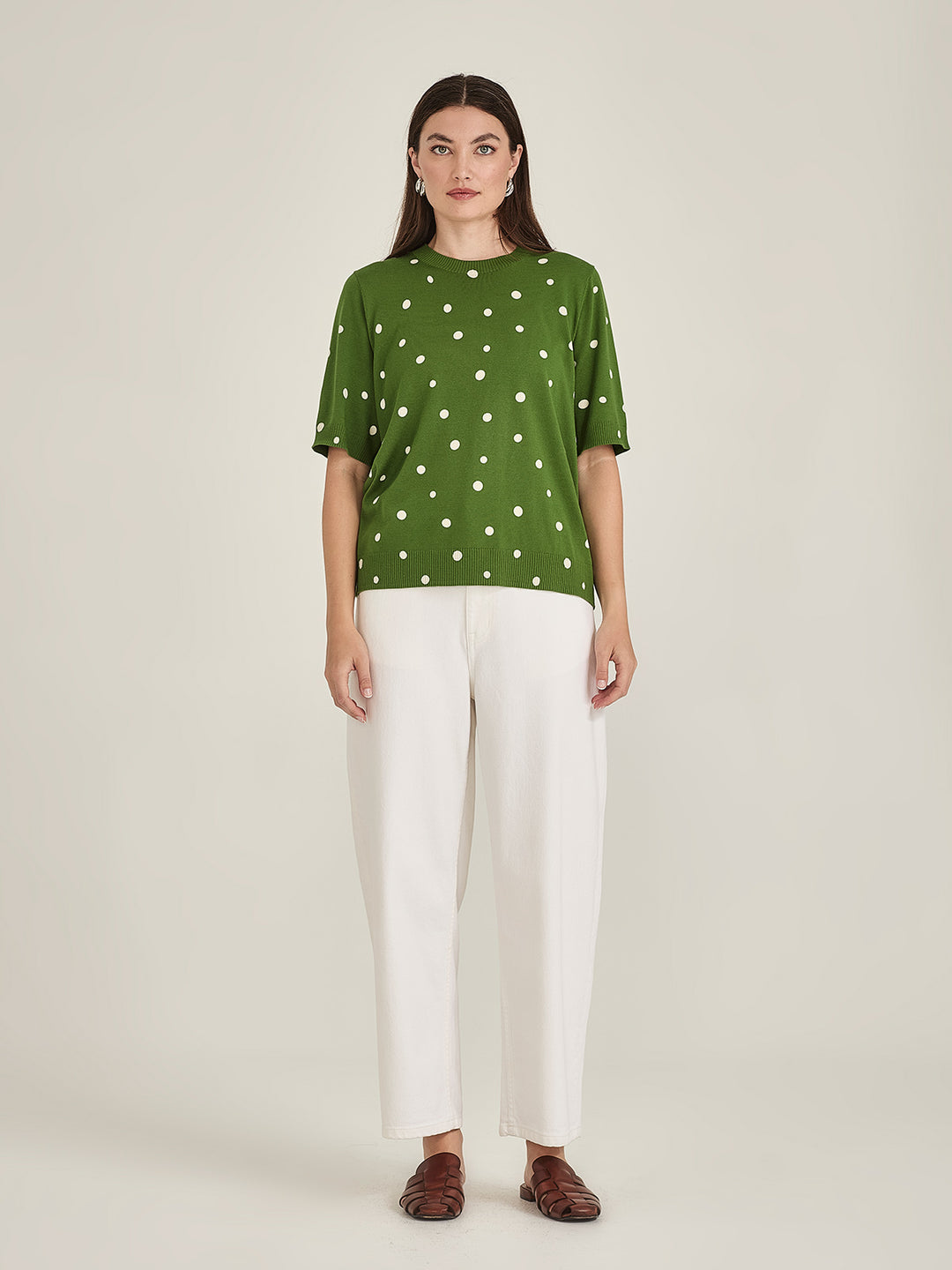 Ava Spot Tee (Palm Green/Chalk)