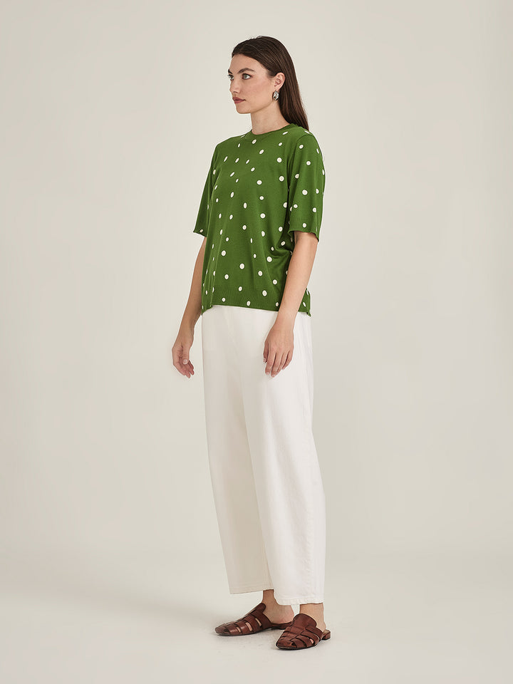 Ava Spot Tee (Palm Green/Chalk)