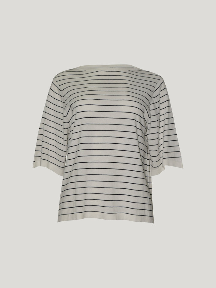 Sumire Stripy Box Tee (Chalk / Navy Stripe)