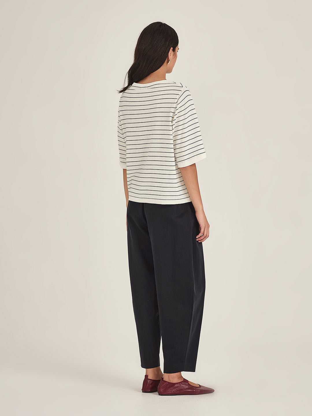 Sumire Stripy Box Tee (Chalk / Navy Stripe)