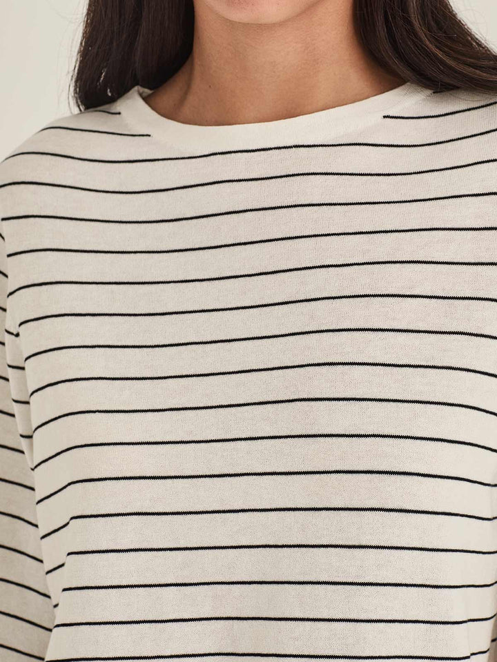 Sumire Stripy Box Tee (Chalk / Navy Stripe)