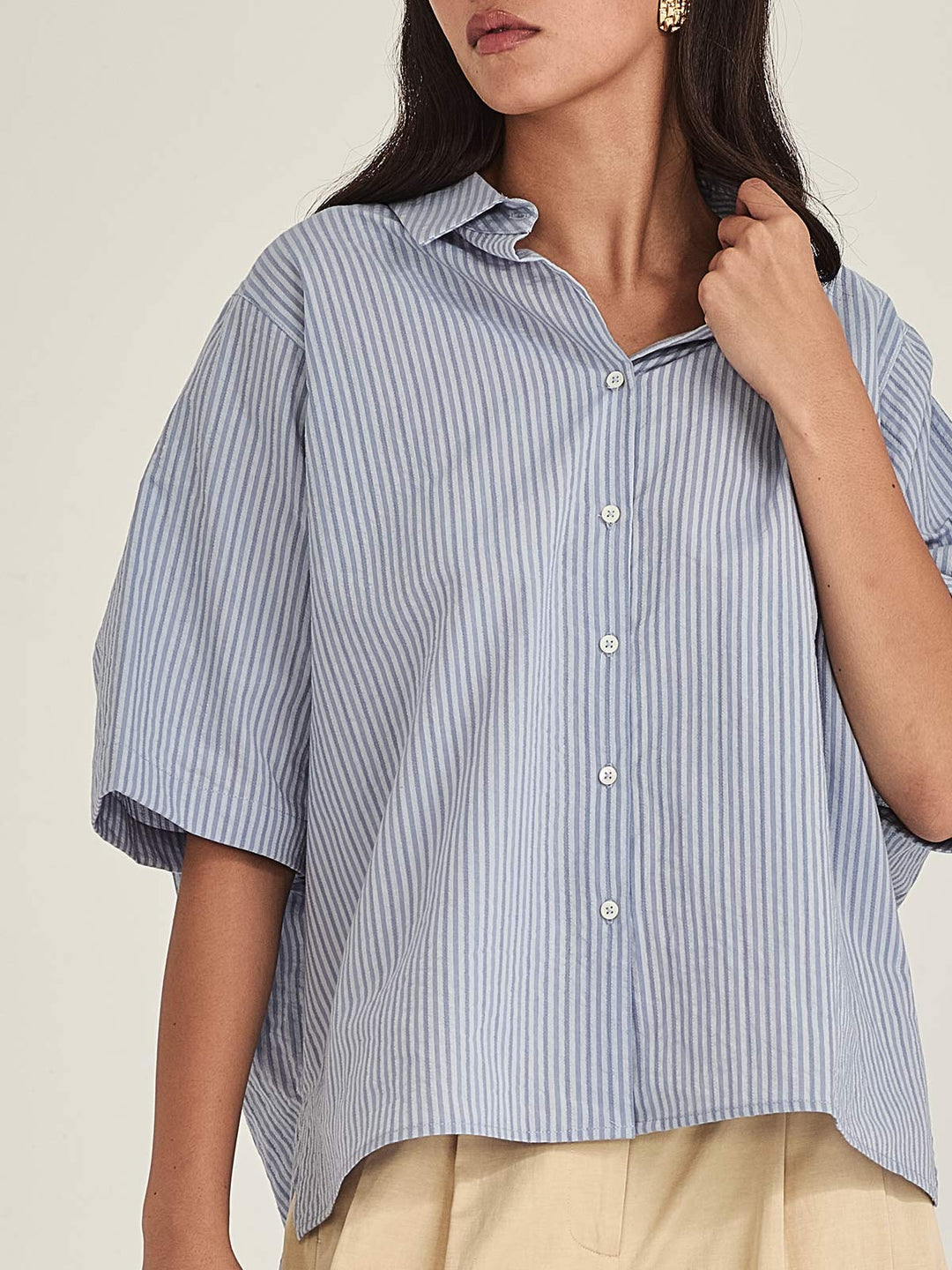 Jenne Cape Blouse (Cornflower stripe)