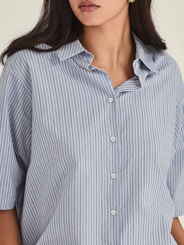 Jenne Cape Blouse (Cornflower stripe)