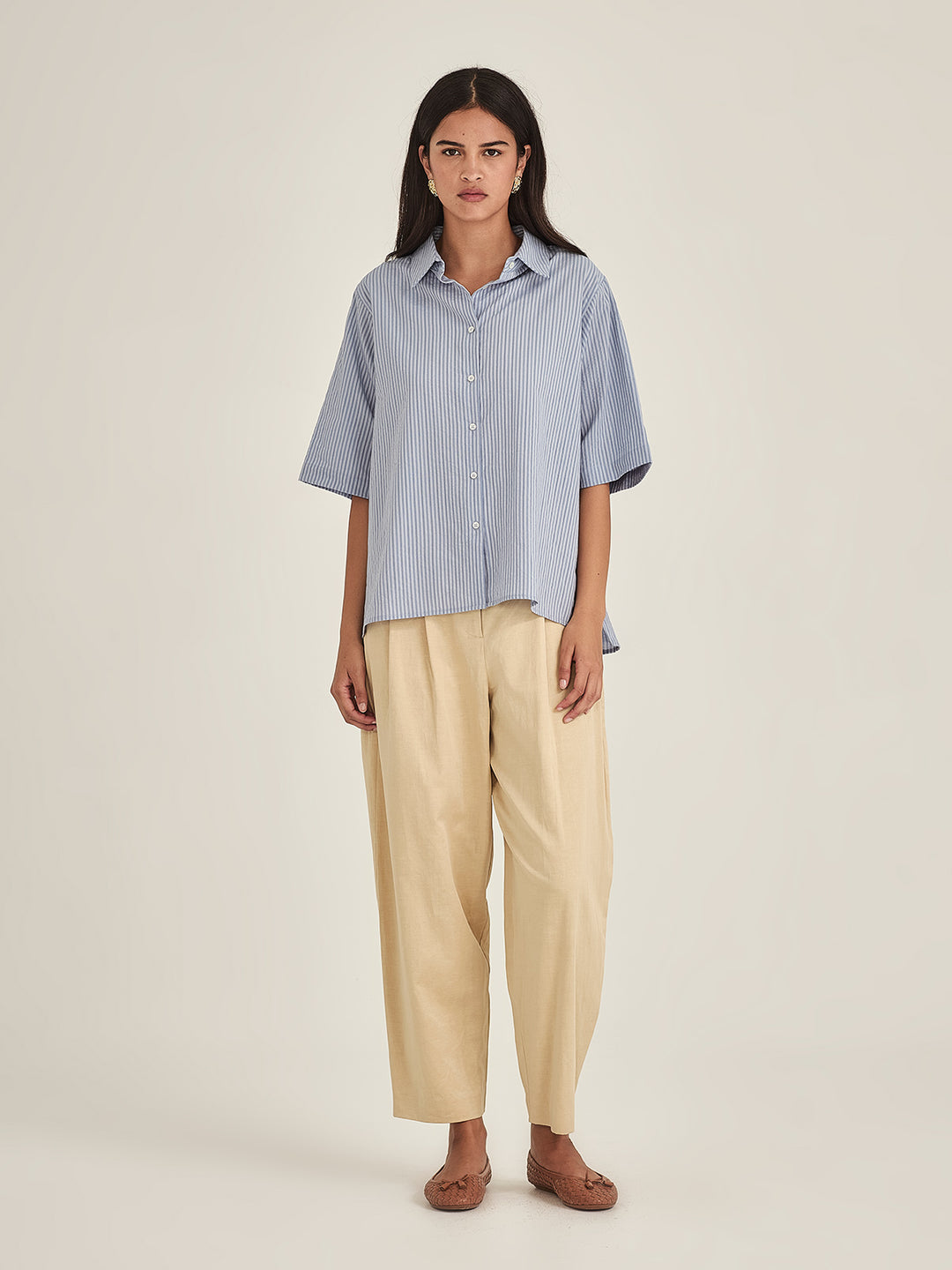 Jenne Cape Blouse (Cornflower stripe)