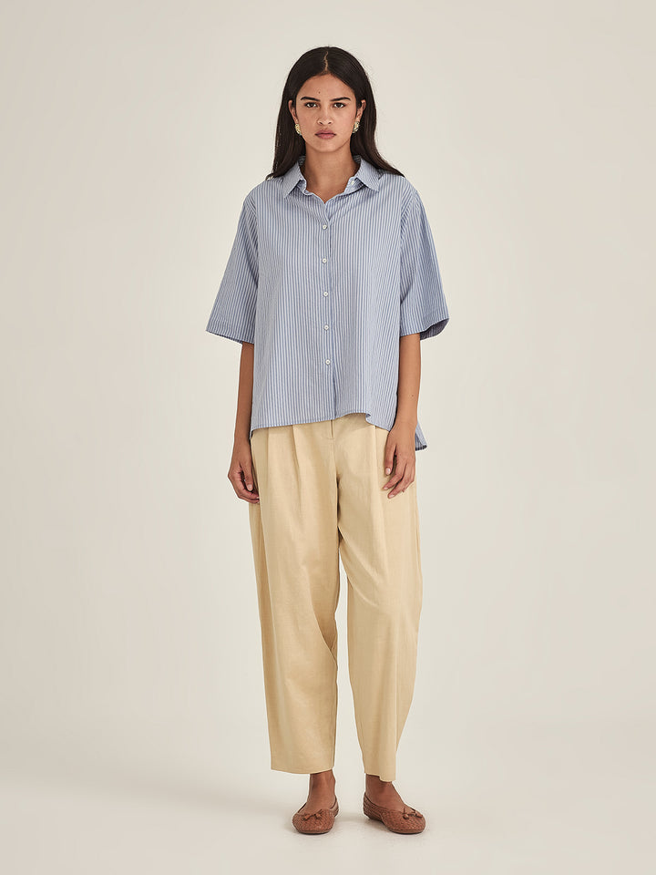 Jenne Cape Blouse (Cornflower stripe)