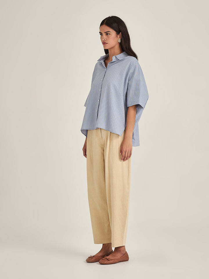 Jenne Cape Blouse (Cornflower stripe)