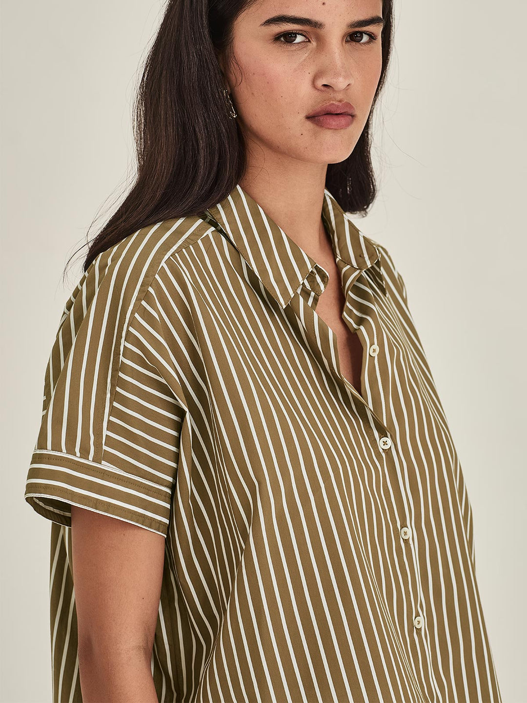 Annie Stripe Shirt (Tan Stripe)