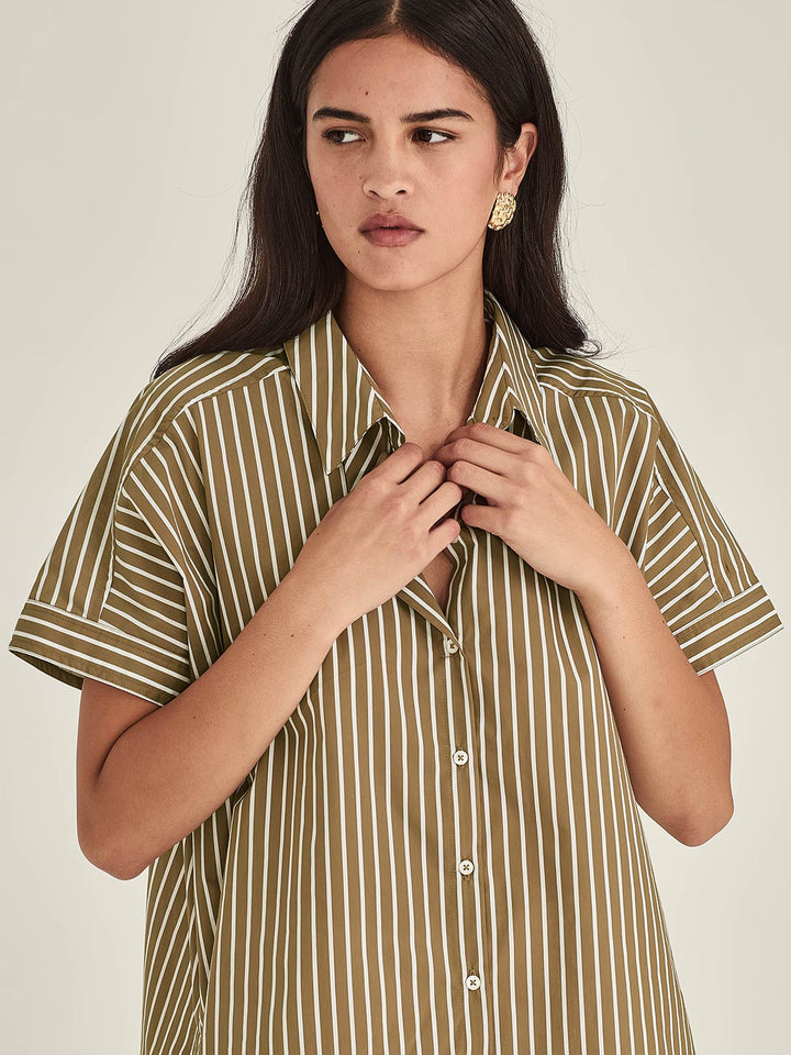 Annie Stripe Shirt (Tan Stripe)