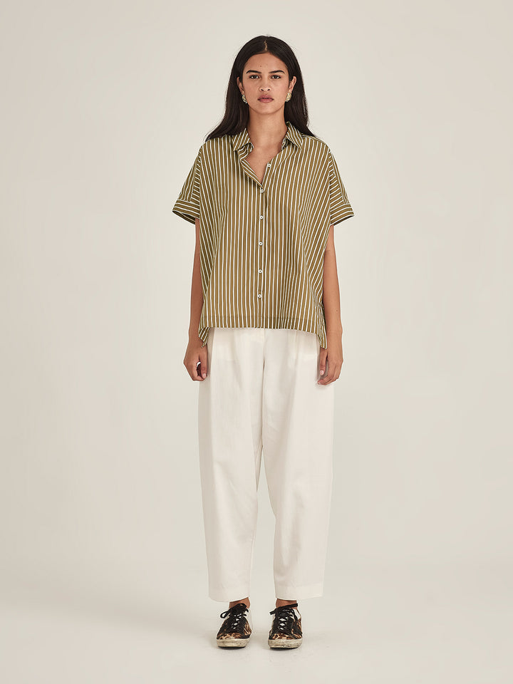 Annie Stripe Shirt (Tan Stripe)