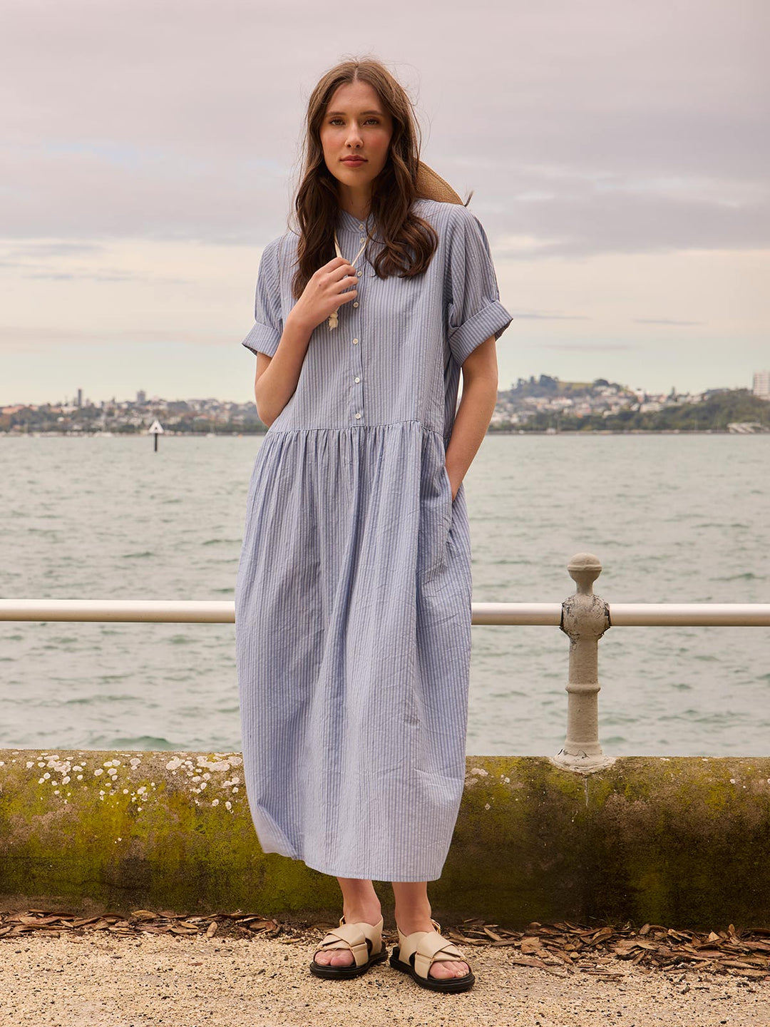 Monica Stripe Dress (Cornflower Stripe)