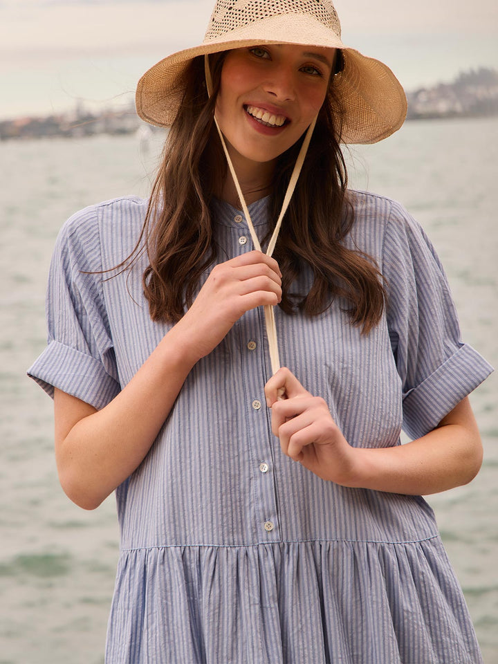 Monica Stripe Dress (Cornflower Stripe)