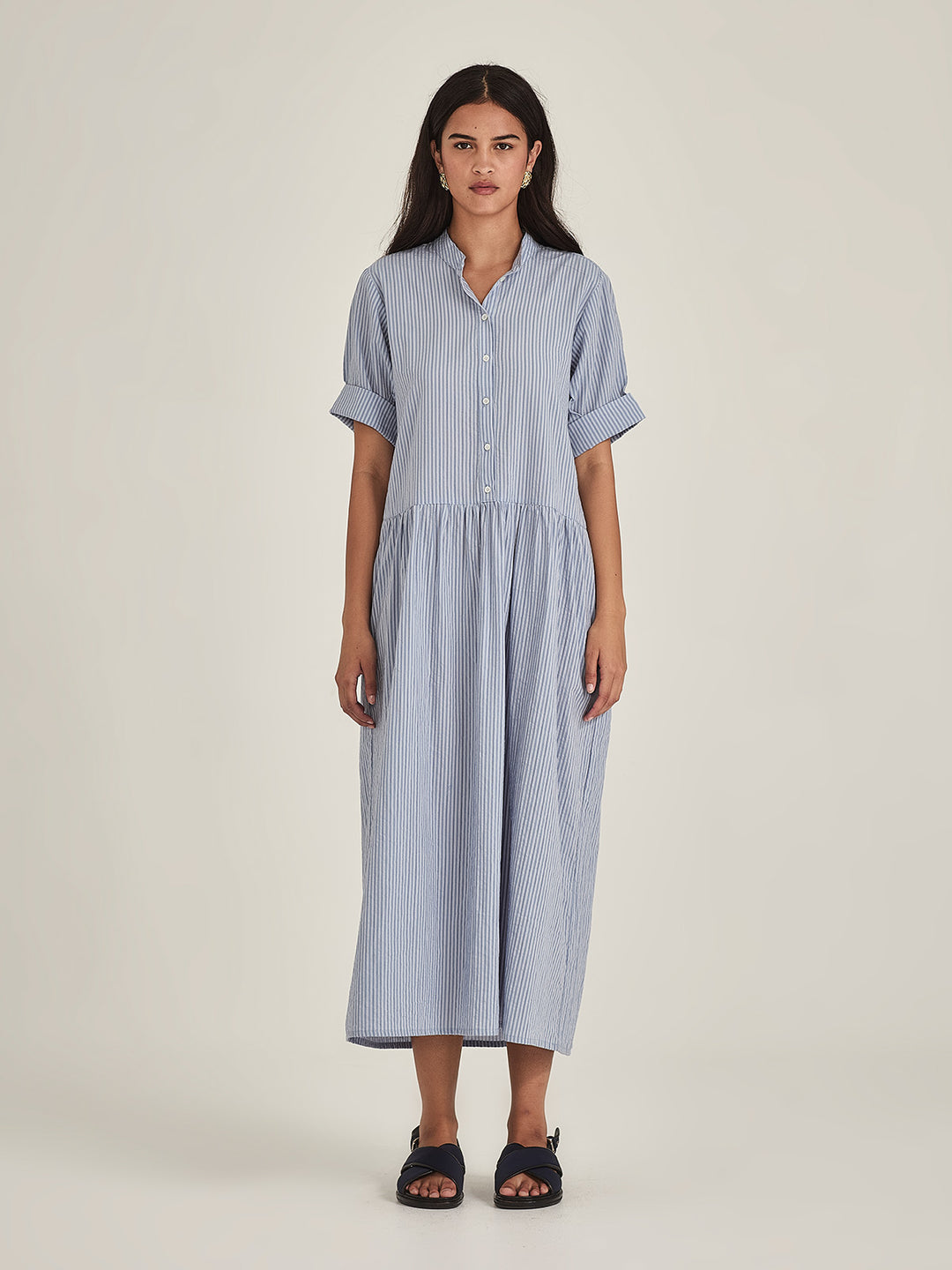 Monica Stripe Dress (Cornflower Stripe)