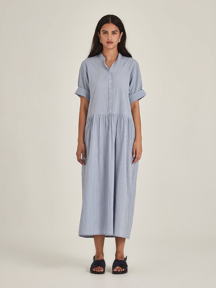 Monica Stripe Dress (Cornflower Stripe)