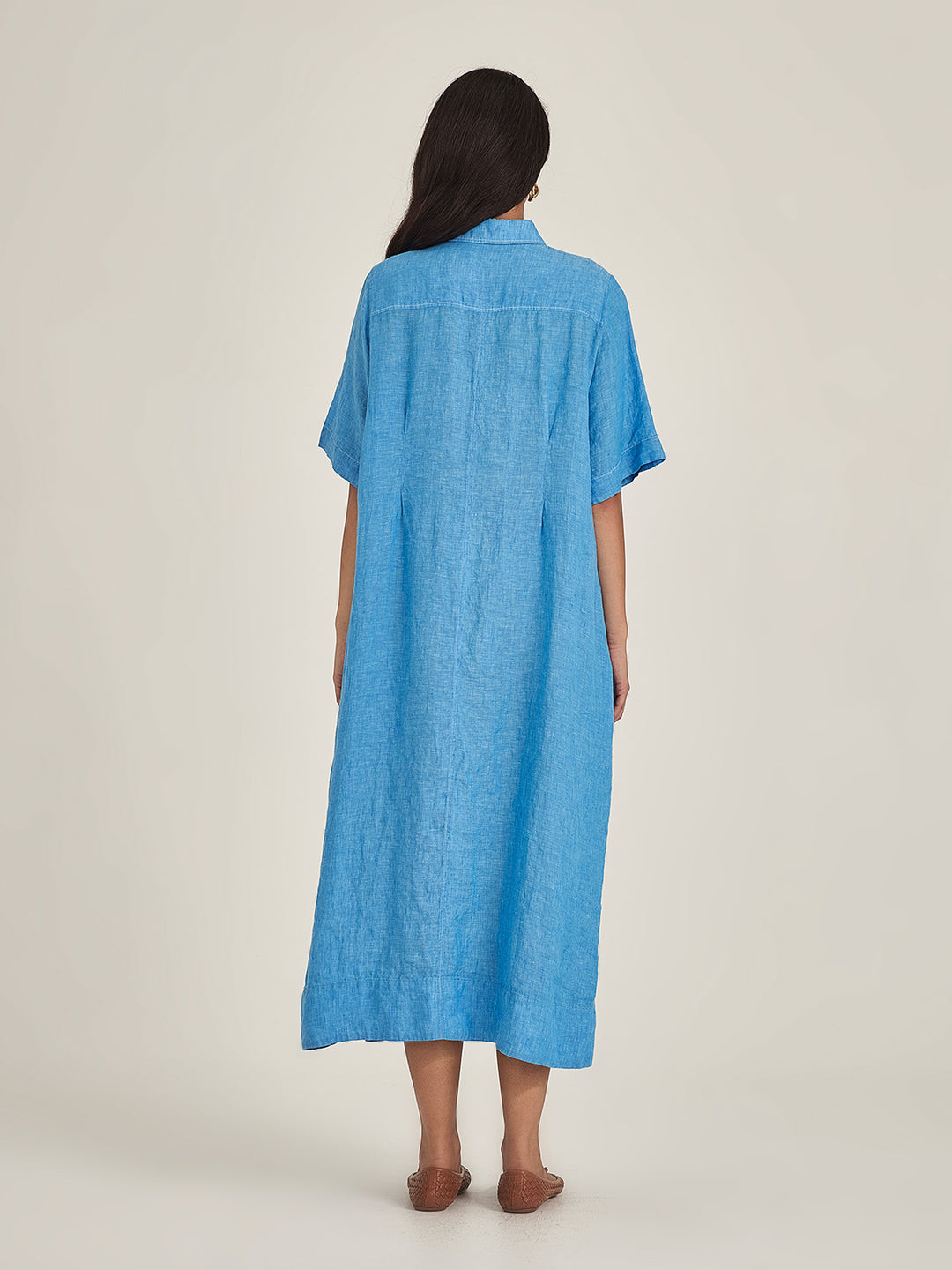 Maddy Linen Dress (Lagoon Blue)