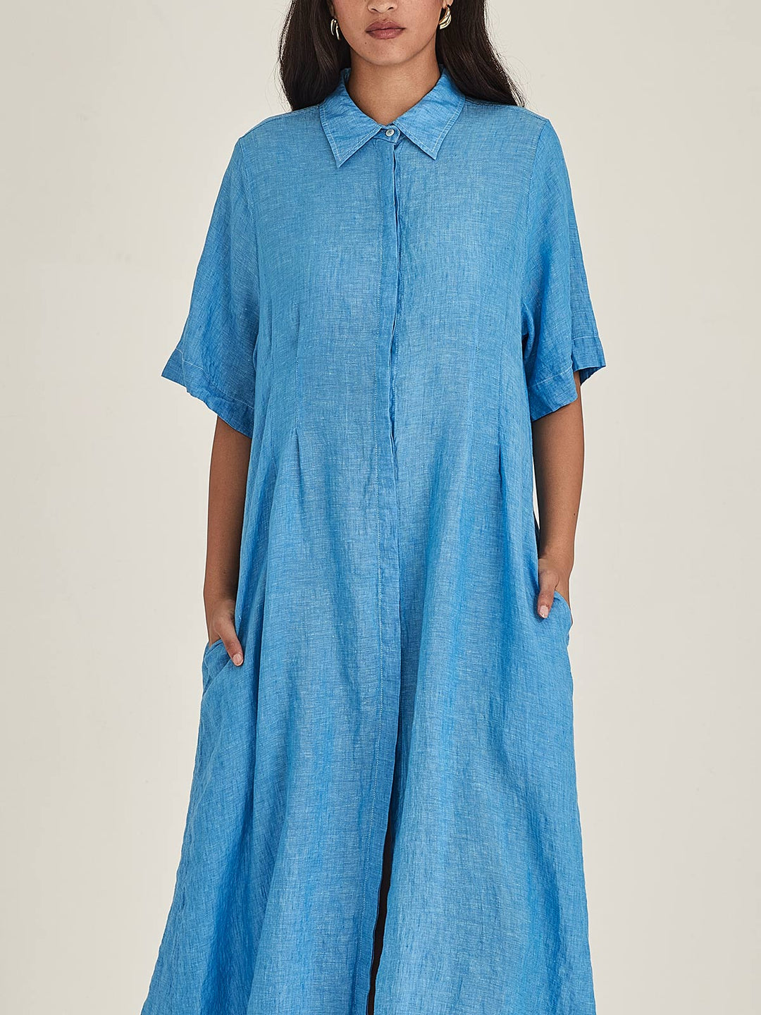 Maddy Linen Dress (Lagoon Blue)