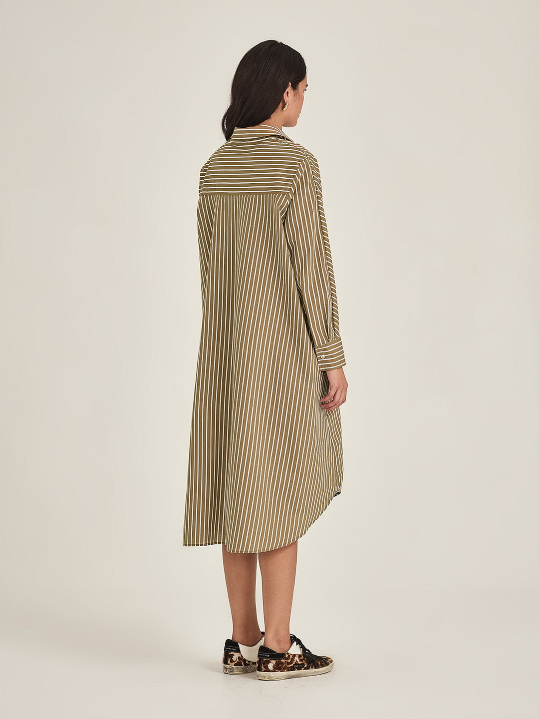 Jules Stripe Shirt Dress (Tan Stripe)