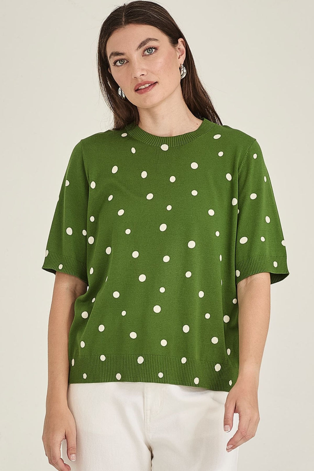 Ava Spot Tee (Palm Green/Chalk)
