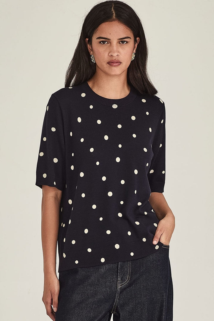 Ava Spot Tee (French Navy/Chalk)