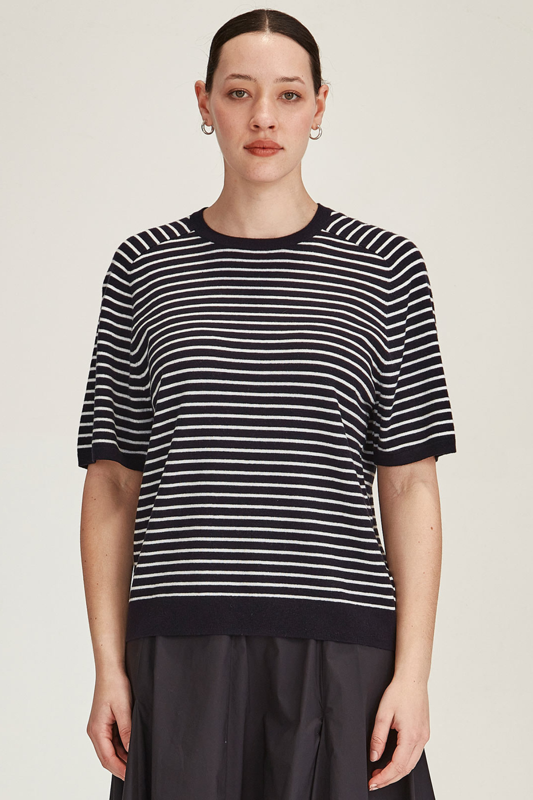 Cecilia Stripe Knit Tee (Navy/Snowflake)