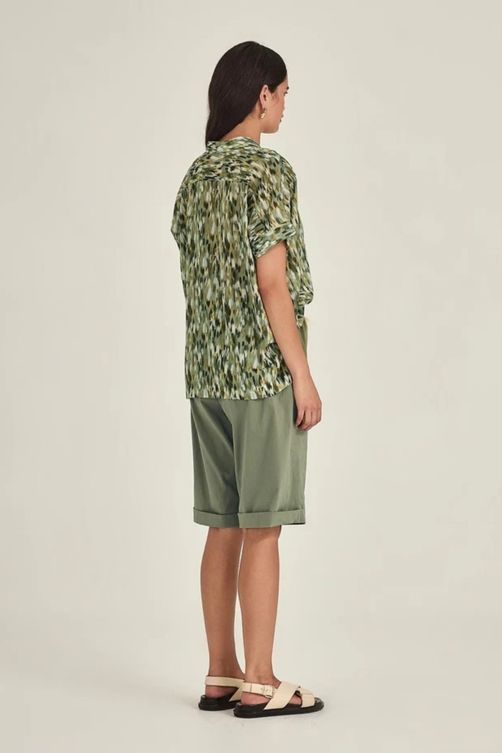 Helene Print Top (Khaki Brush)