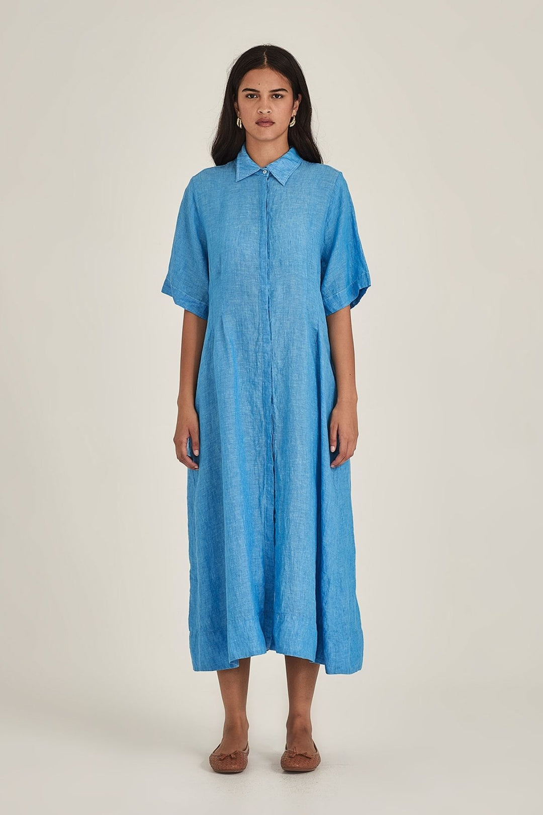 Maddy Linen Dress (Lagoon Blue)