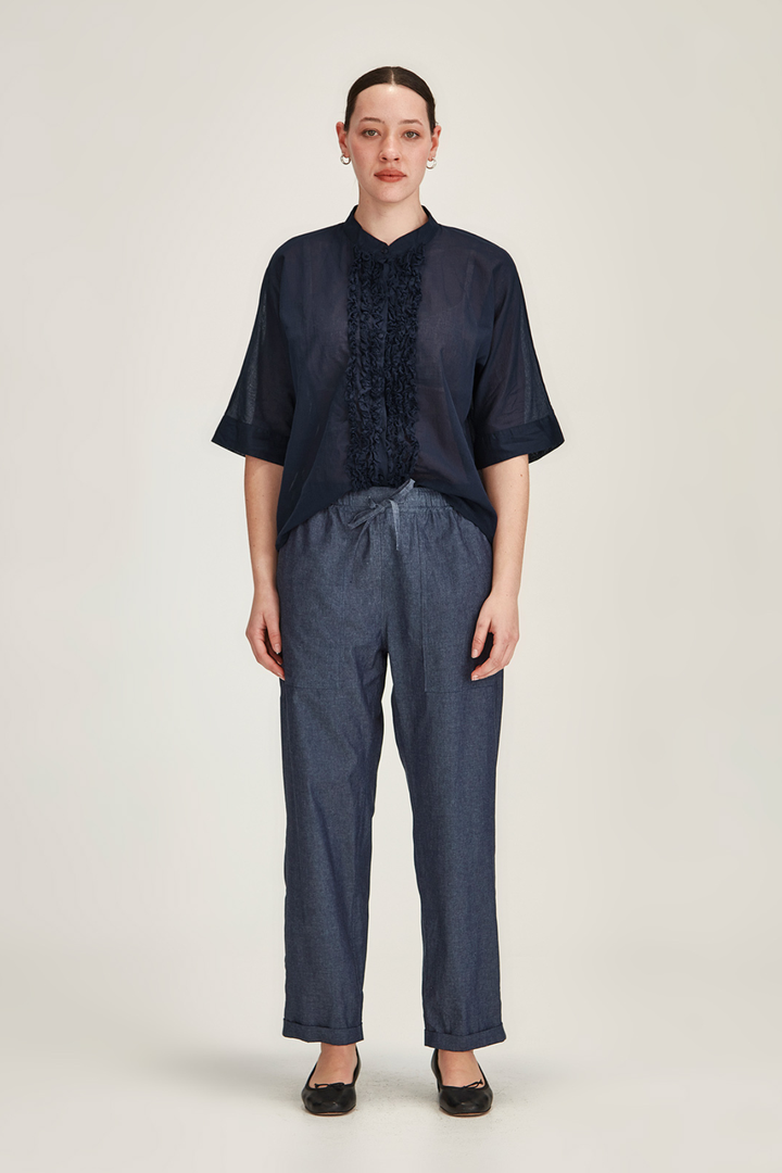 Sasha Ruffle Blouse (French Navy)