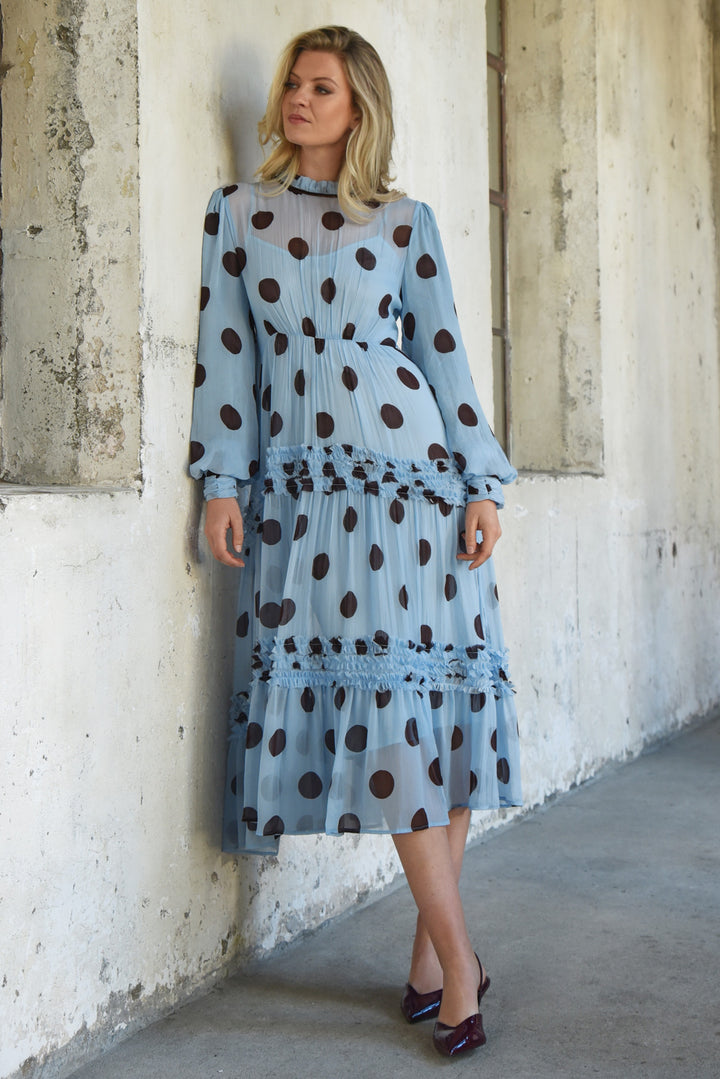 MADAME ROUCHE Dress (Blue / Chocolate spot)