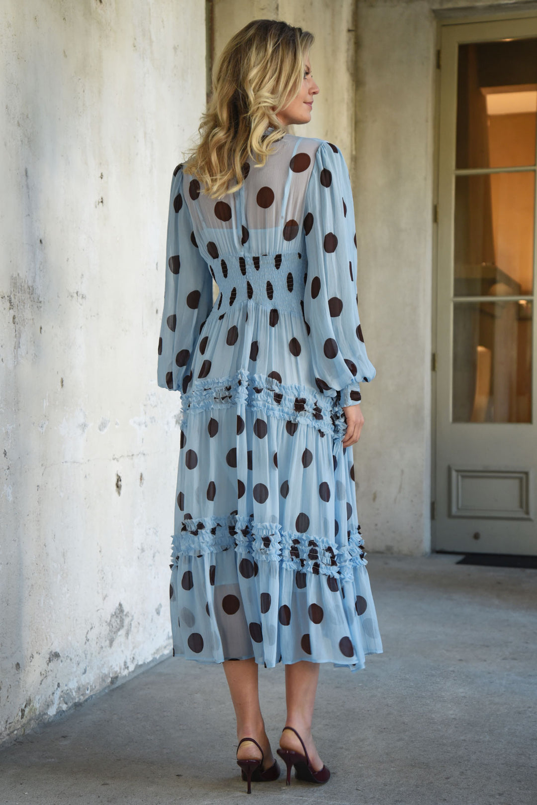 MADAME ROUCHE Dress (Blue / Chocolate spot)