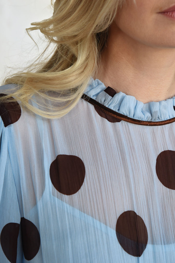MADAME ROUCHE Dress (Blue / Chocolate spot)