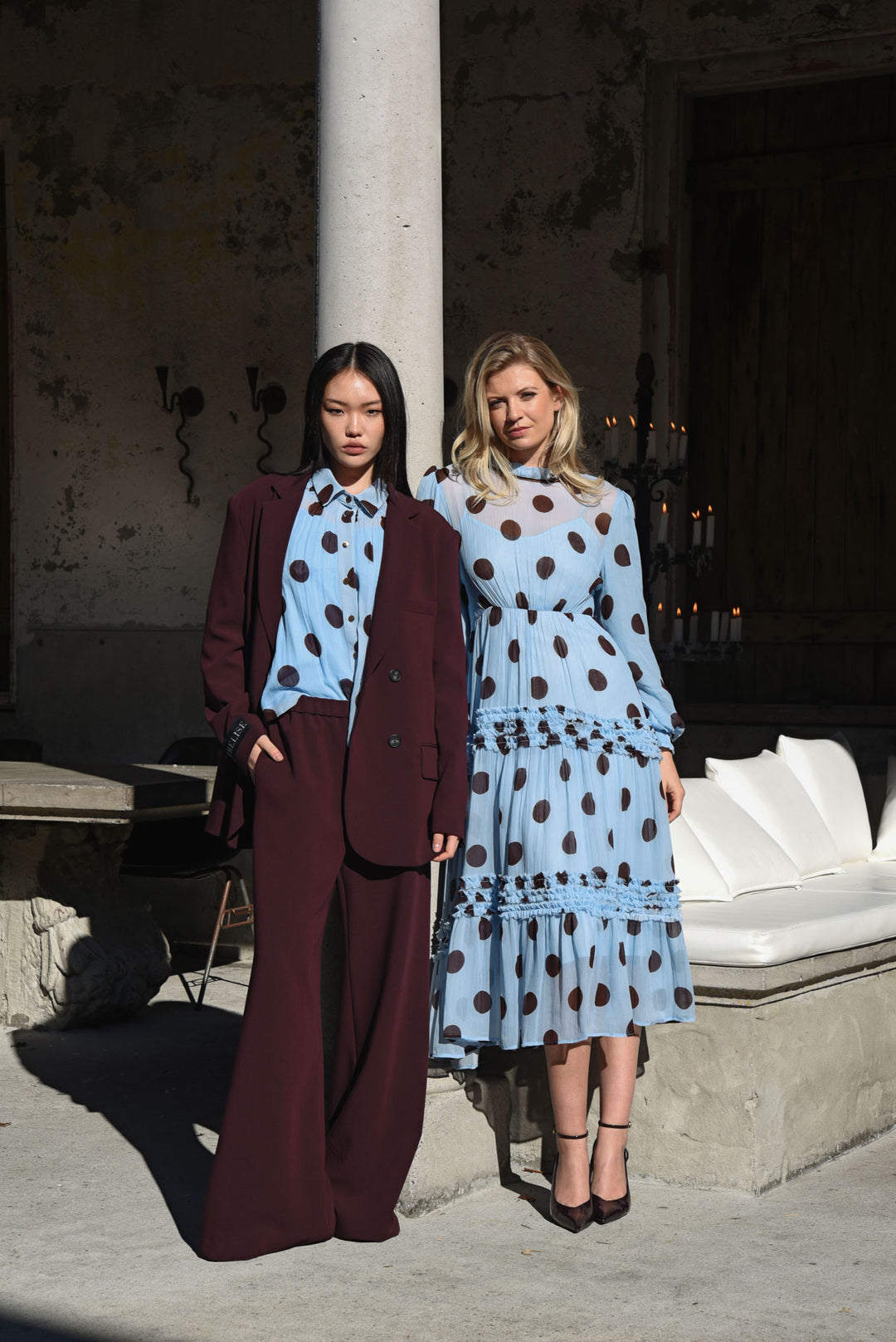 MADAME ROUCHE Dress (Blue / Chocolate spot)